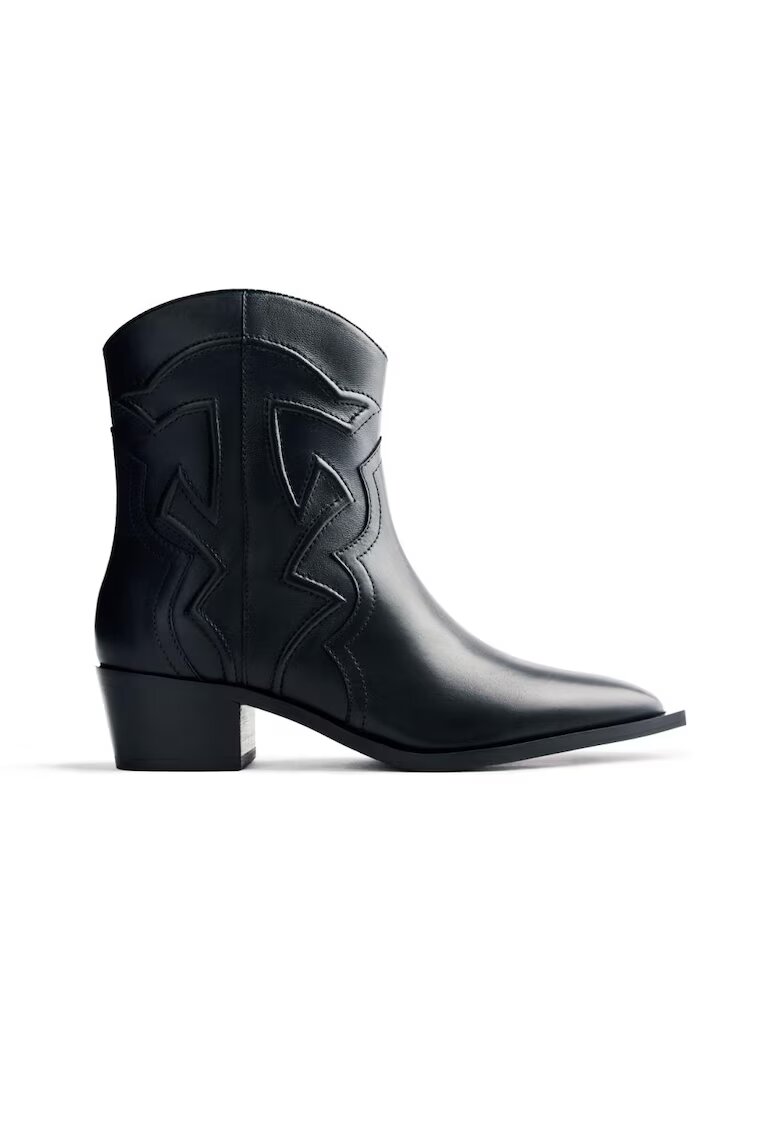 Gioseppo Botine de piele cu fermoar - Negru