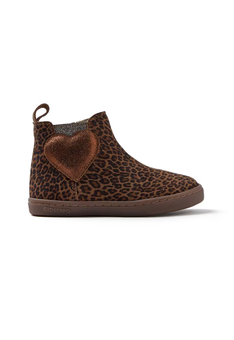 Gioseppo Botine de piele intoarsa cu animal print - Maro