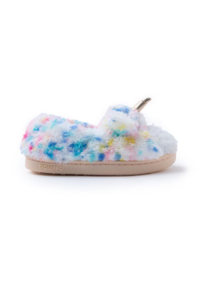 Gioseppo Botosei din material teddy cu model unicorn - Multicolor