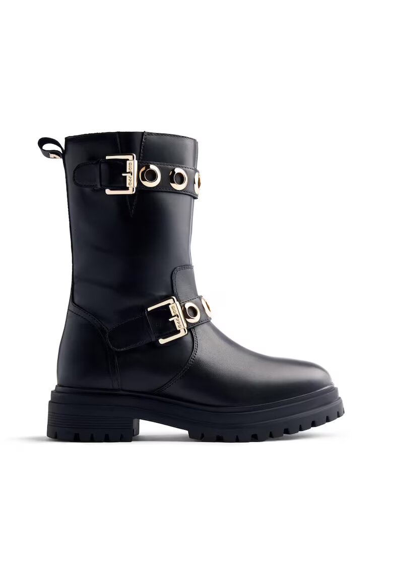Gioseppo Cizme mid-calf de piele cu catarame - Negru