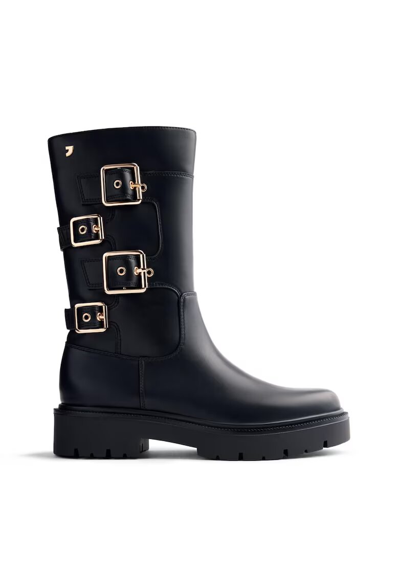 Gioseppo Cizme mid-calf de piele ecologica cu catarama - Negru
