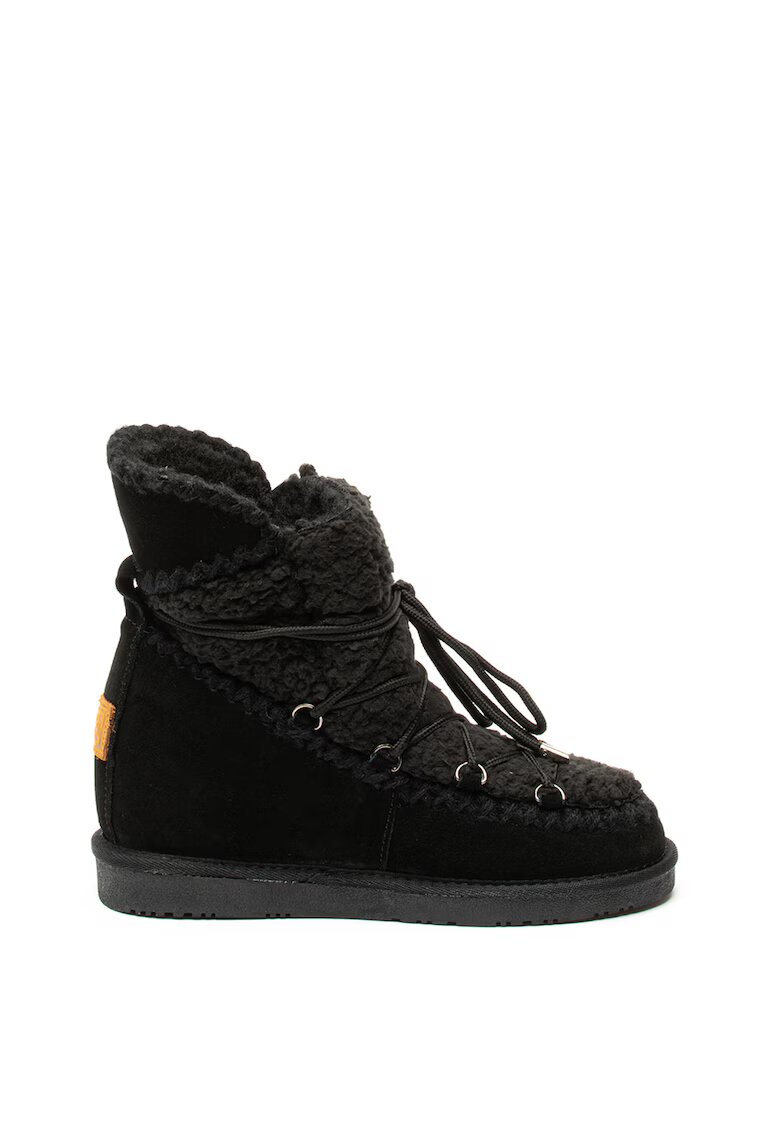 Gioseppo Ghete de piele intoarsa si blana shearling sintetica - cu talpa wedge ascunsa