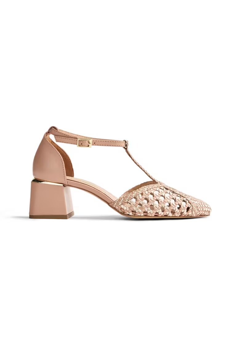 Gioseppo Pantofi de piele cu toc masiv - Bej deschis