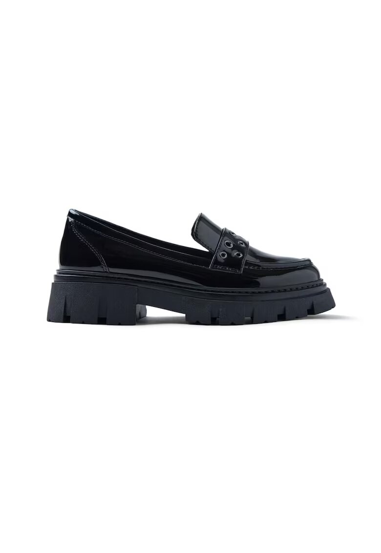 Gioseppo Pantofi loafer de piele ecologica cu aspect lacuit - Negru