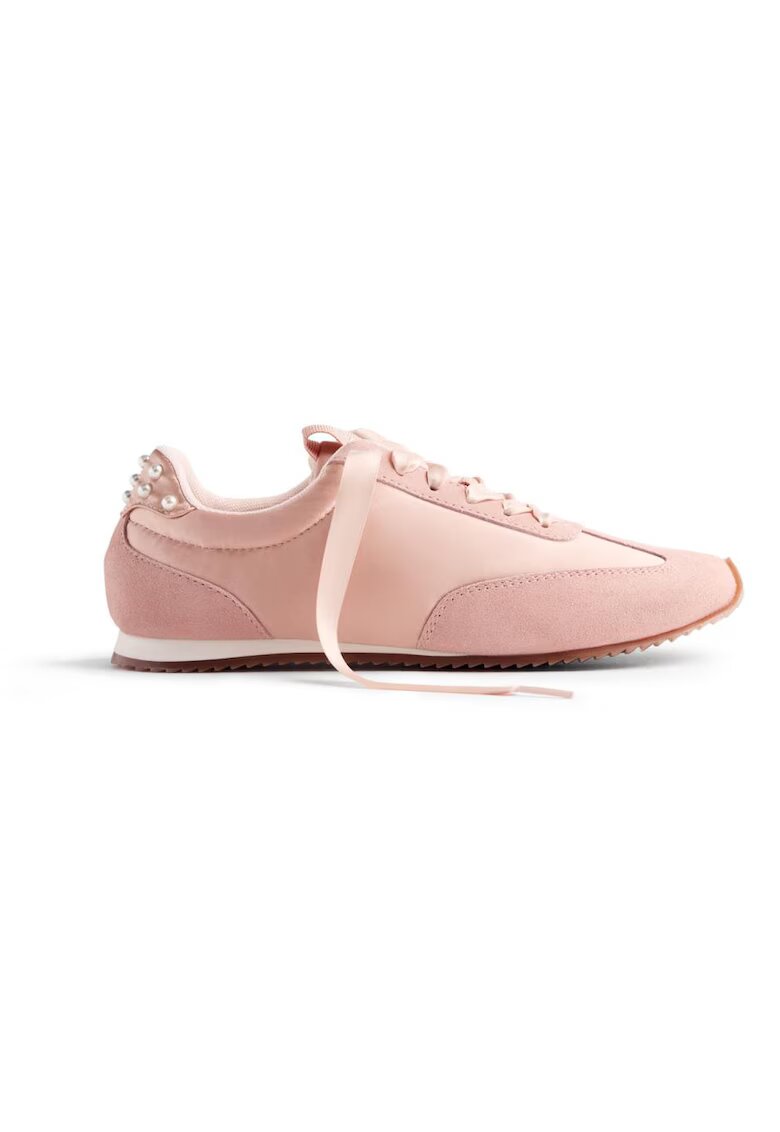 Gioseppo Pantofi low-cut cu garnituri de piele intoarsa si margele - Roz