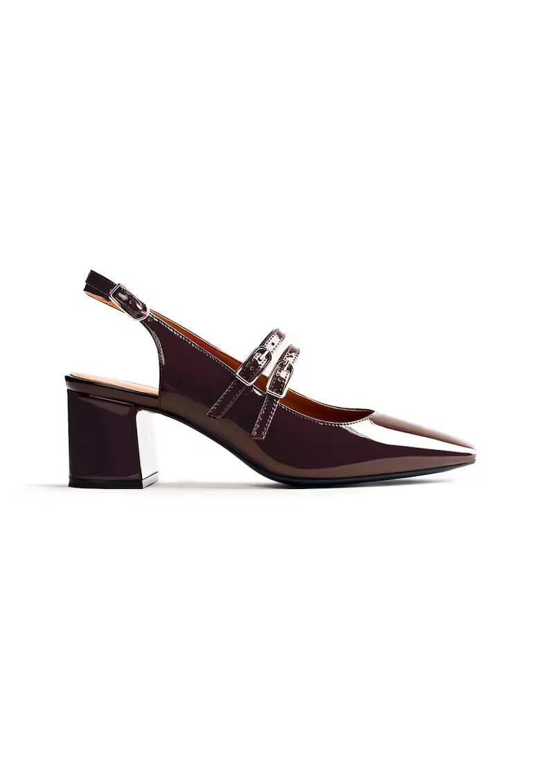 Gioseppo Pantofi Mary-Jane cu aspect lacuit - Maro