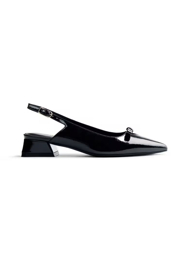 Gioseppo Pantofi slingback cu aspect lacuit - Negru