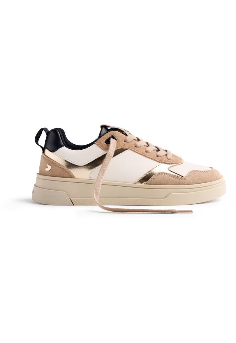 Gioseppo Pantofi sport de piele cu garnituri de piele intoarsa - Alb murdar