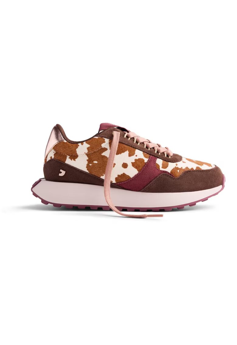 Gioseppo Pantofi sport de piele intoarsa cu animal print Mackford - Maro