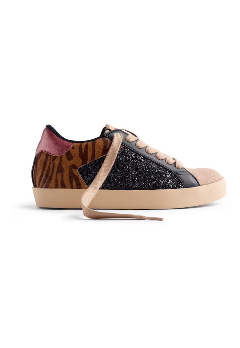 Gioseppo Pantofi sport de piele intoarsa cu model si strasuri - Negru