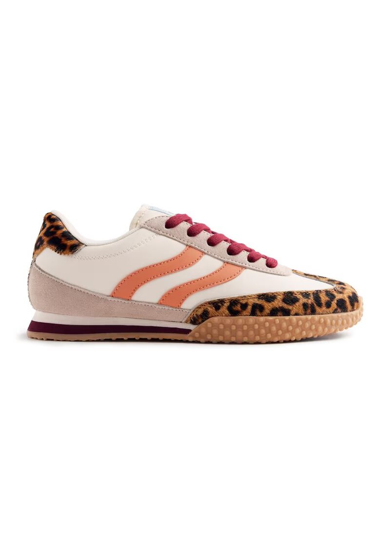 Gioseppo Pantofi sport din piele cu detalii cu model animal print Bislig - Alb/Maro/Portocaliu