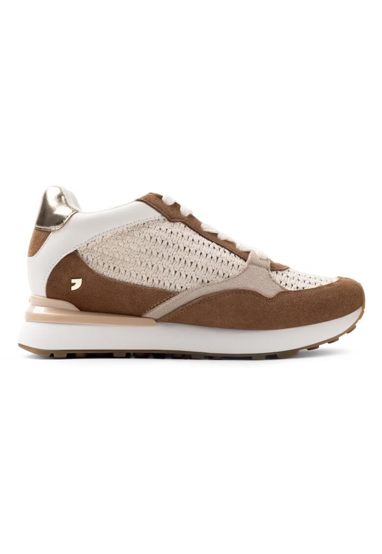 Gioseppo Pantofi sport low-cut din piele intoarsa cu aspect impletit - Bej