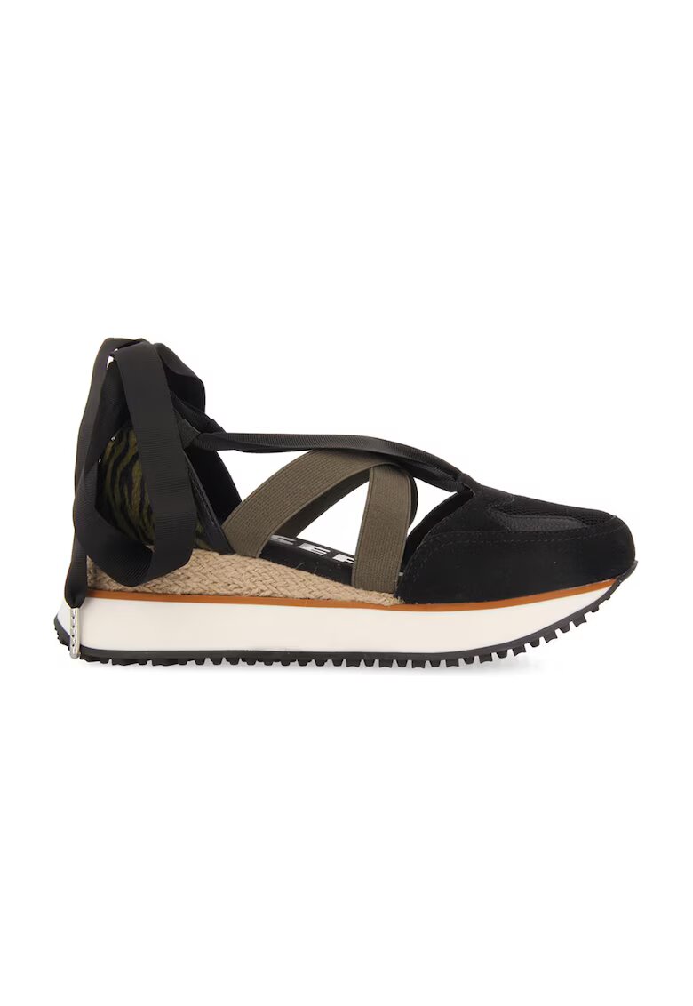Gioseppo Pantofi sport wedge cu decupaje Settala - Negru/Kaki