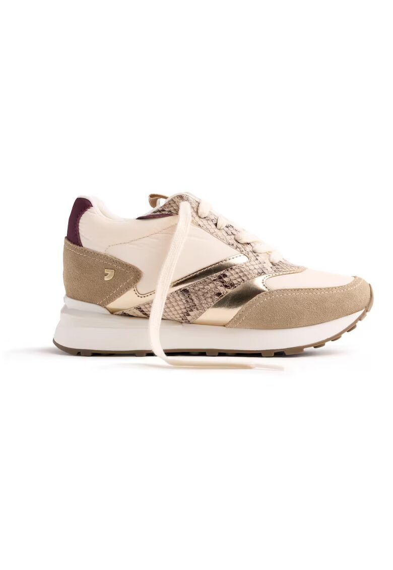 Gioseppo Pantofi sport wedge cu garnituri de piele intoarsa si material textil - Maro taupe