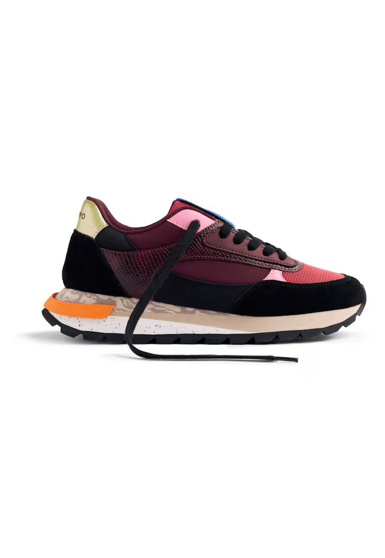 Gioseppo Pantofi sport wedge cu garnituri de piele intoarsa - Visiniu