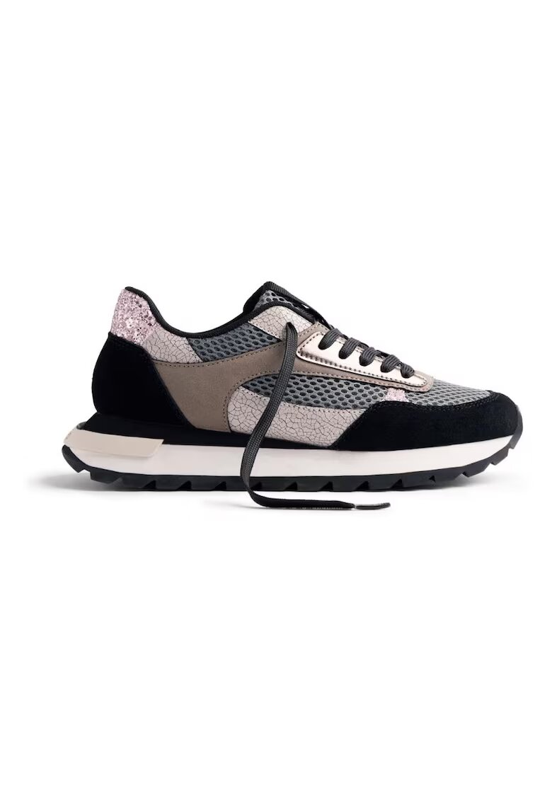 Gioseppo Pantofi sport wedge cu garnituri de piele si plasa Funkley - Negru