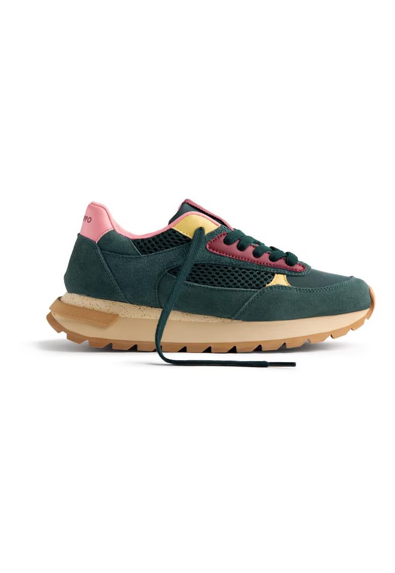 Gioseppo Pantofi sport wedge cu model colorblock - Verde