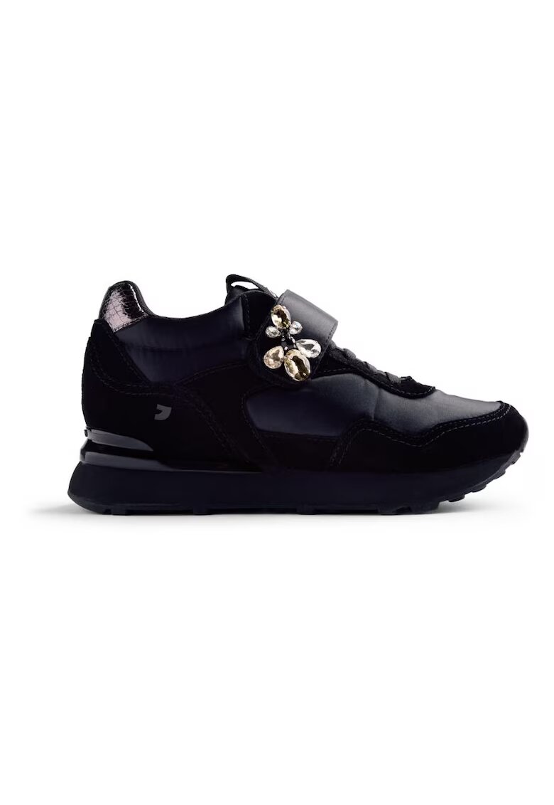 Gioseppo Pantofi sport wedge de piele intoarsa cu detaliu cu bijuterie - Negru