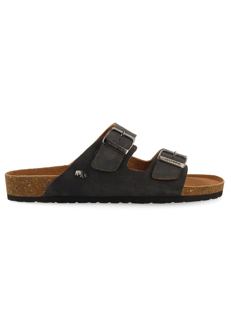 Gioseppo Papuci de piele cu logo - Negru