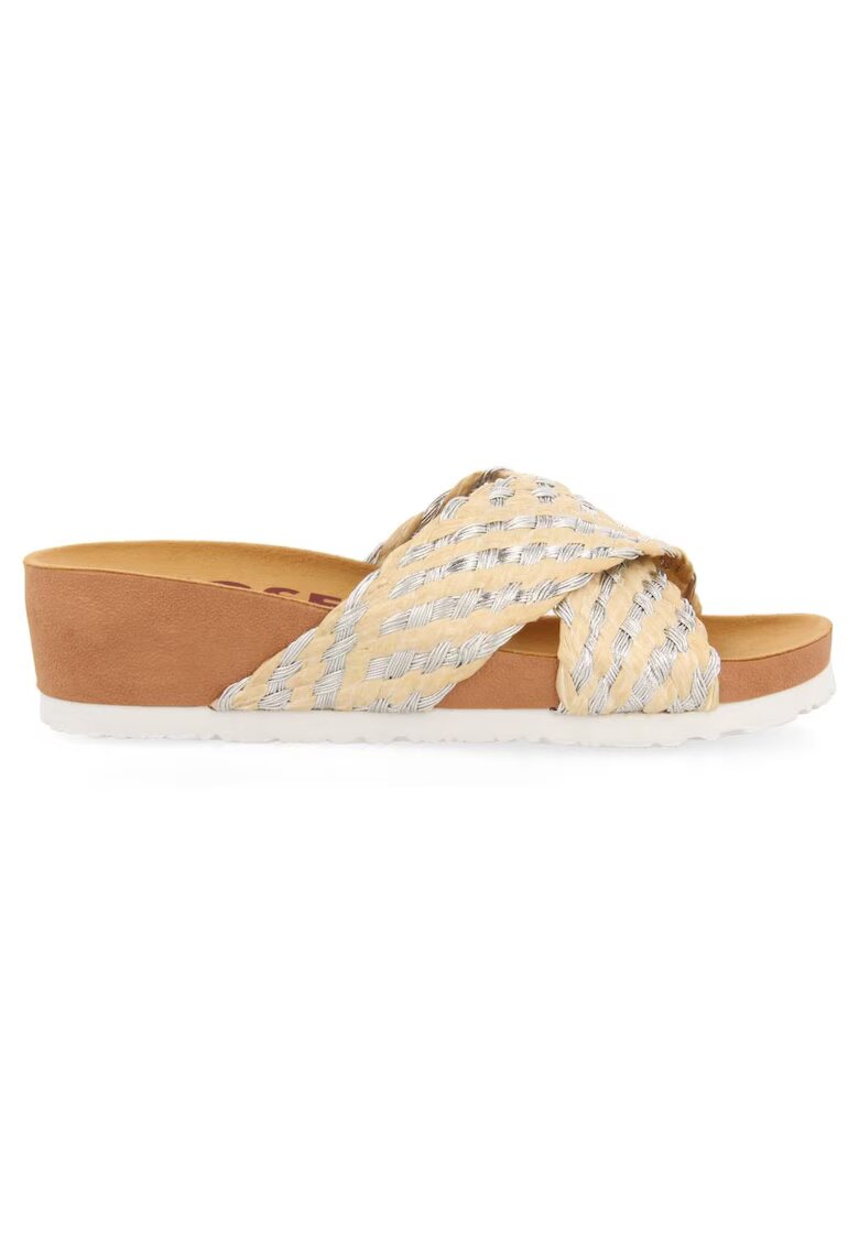 Gioseppo Papuci wedge de paie cu aspect impletit - Maro nisip