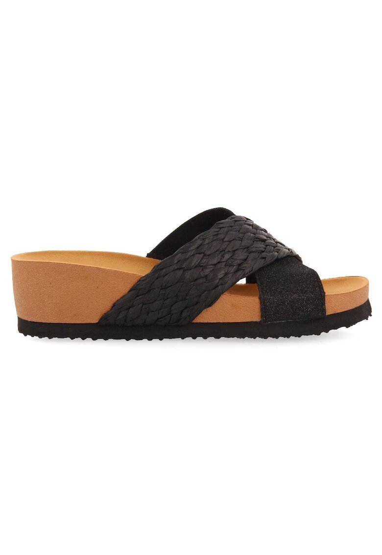Gioseppo Papuci wedge de piele ecologica - Negru