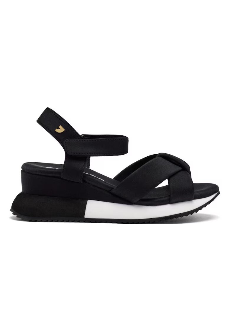 Gioseppo Sandale cu talpa wedge si inchidere velcro - Negru