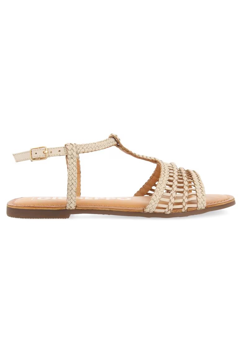 Gioseppo Sandale de piele cu design impletit - Alb murdar