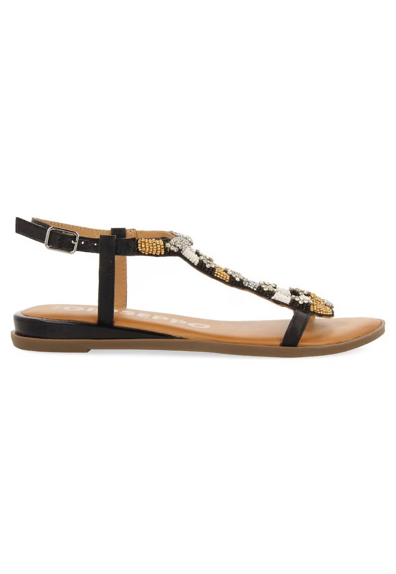 Gioseppo Sandale de piele cu margele - Negru