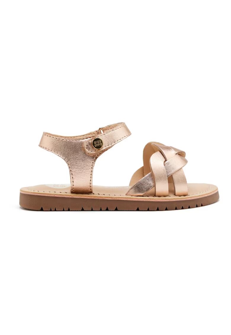 Gioseppo Sandale din piele cu talpa plata si inchidere velcro - Auriu rose