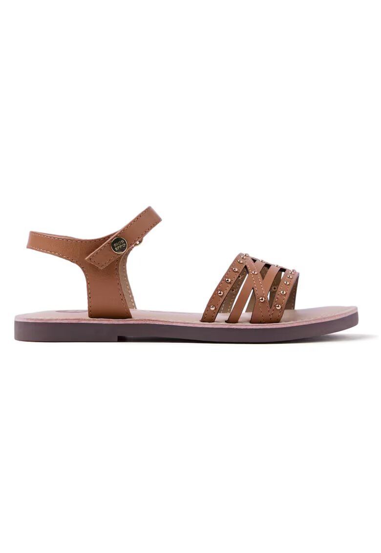 Gioseppo Sandale din piele decorate cu tinte - Maro camel