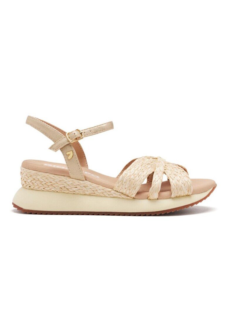 Gioseppo Sandale din piele ecologica impletita cu talpa wedge - Bej deschis