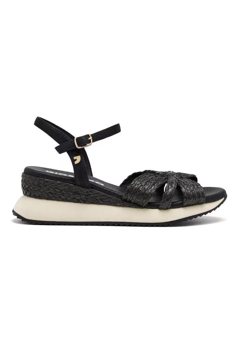 Gioseppo Sandale din piele ecologica impletita cu talpa wedge - Negru