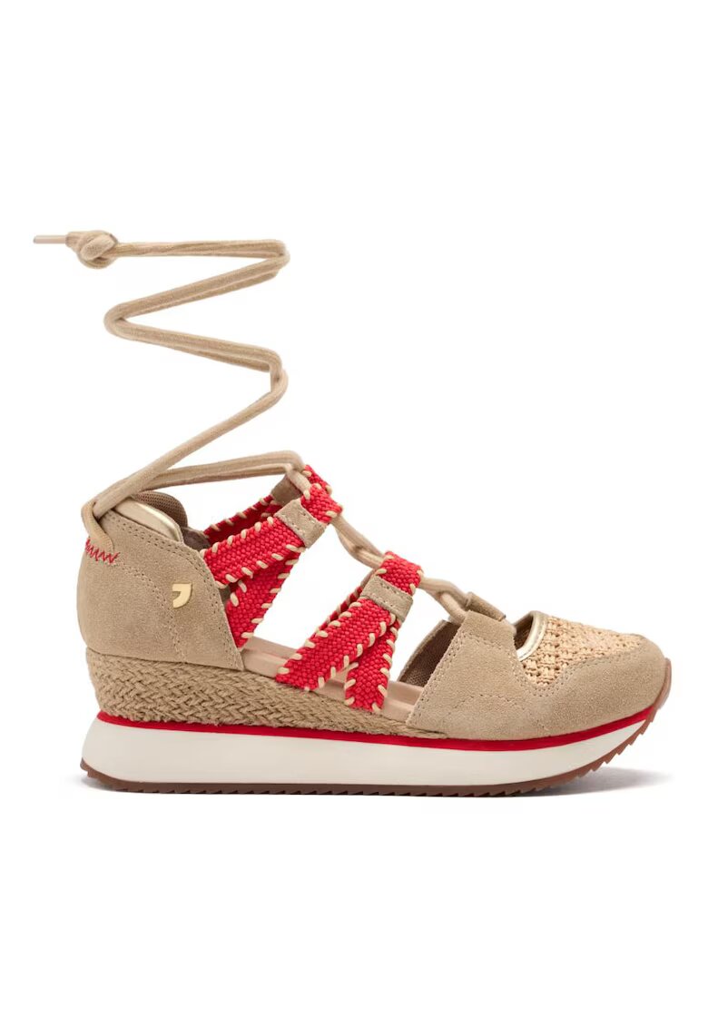 Gioseppo Sandale din piele intoarsa cu talpa demi-wedge - Bej