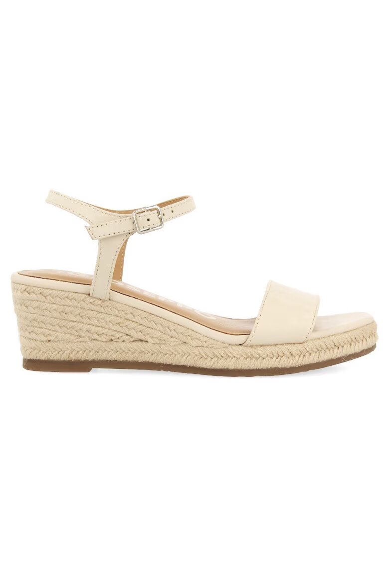 Gioseppo Sandale-espadrile wedge de piele - Alb murdar