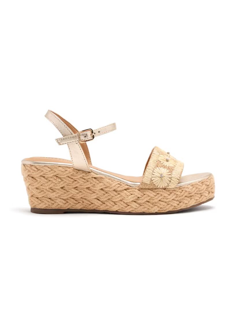Gioseppo Sandale impletite cu garnituri din piele si talpa wedge - Bej deschis