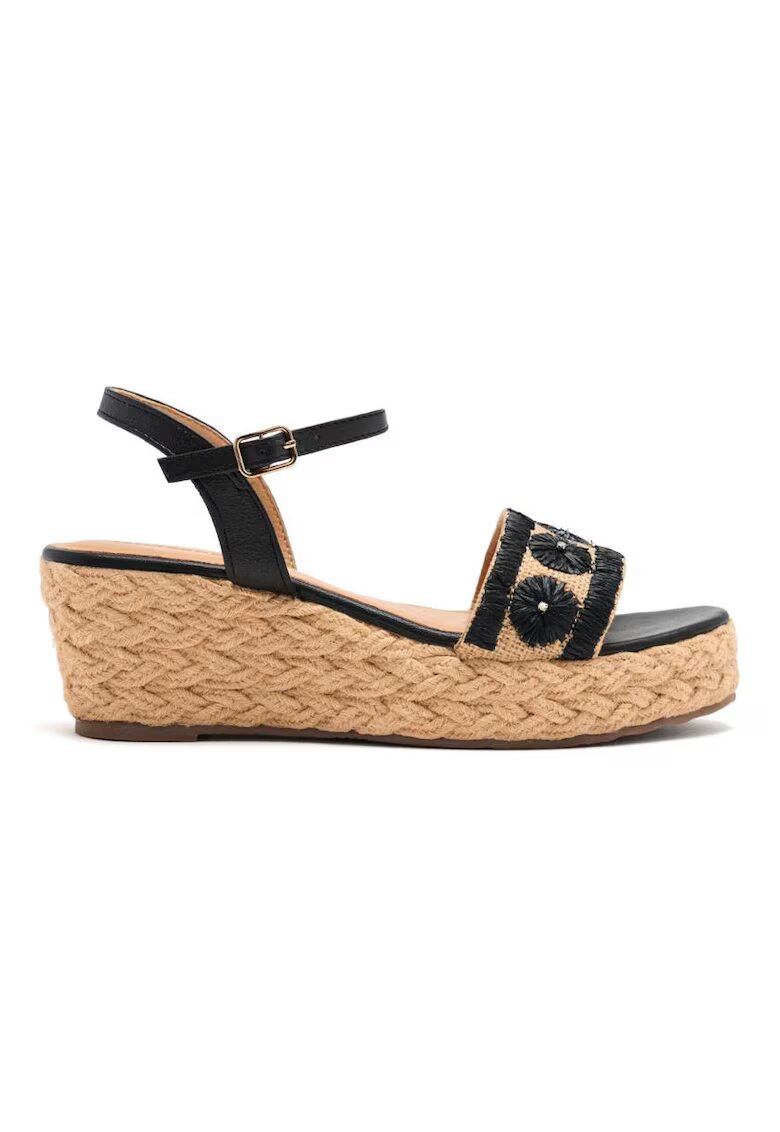 Gioseppo Sandale impletite cu garnituri din piele si talpa wedge - Negru