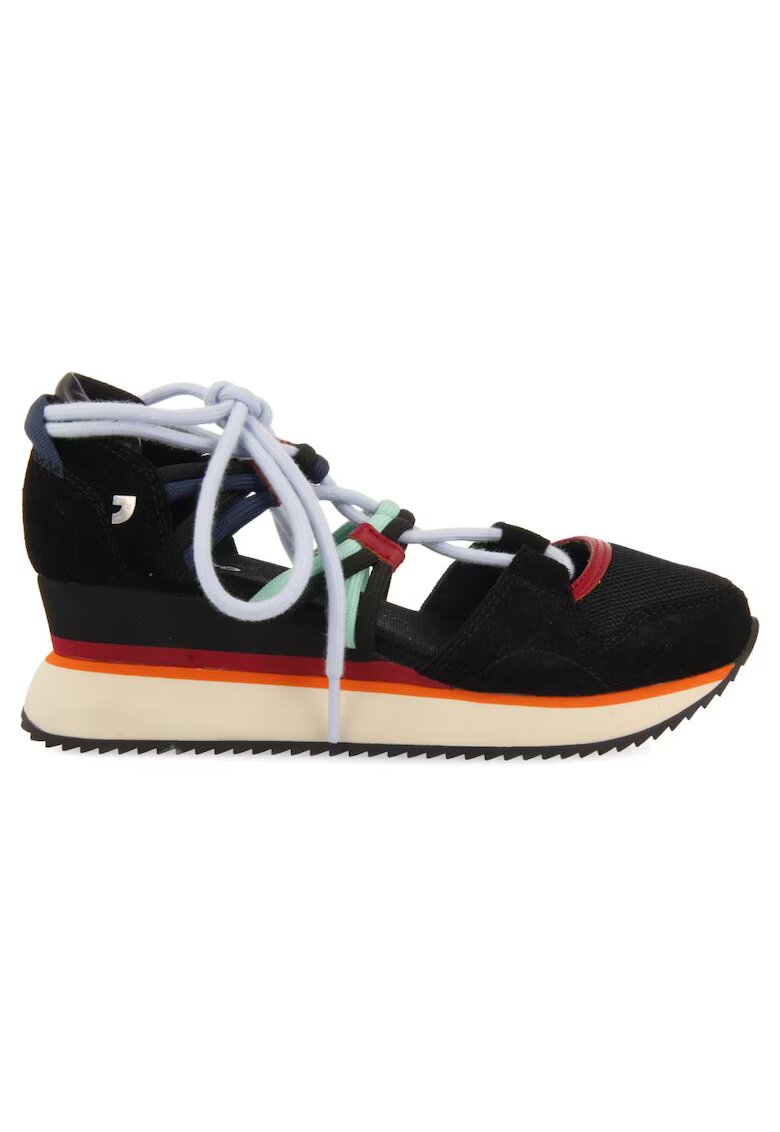 Gioseppo Sandale sport wedge cu insertii din piele intoarsa - Negru