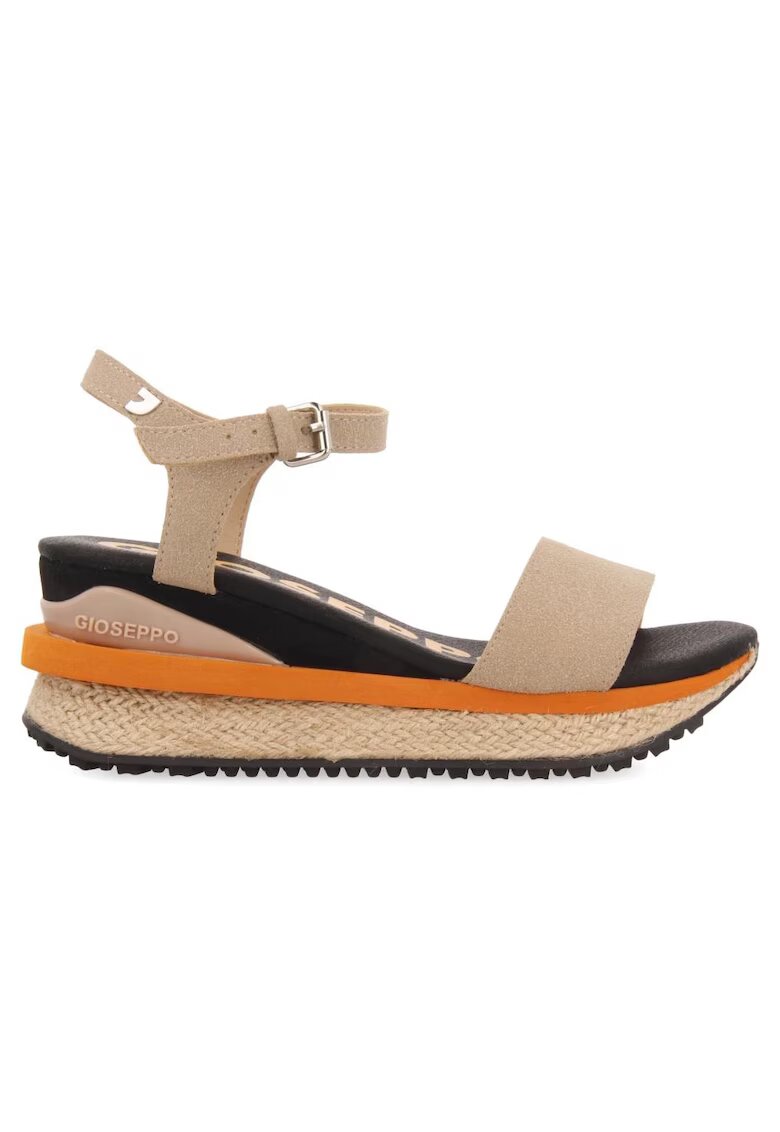 Gioseppo Sandale wedge de piele ecologica BENAY 27675 - Negru/Bej