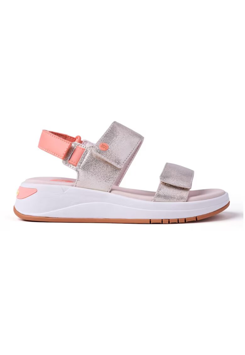 Gioseppo Sandale wedge de piele ecologica Shiny Sporty - Portocaliu/Argintiu