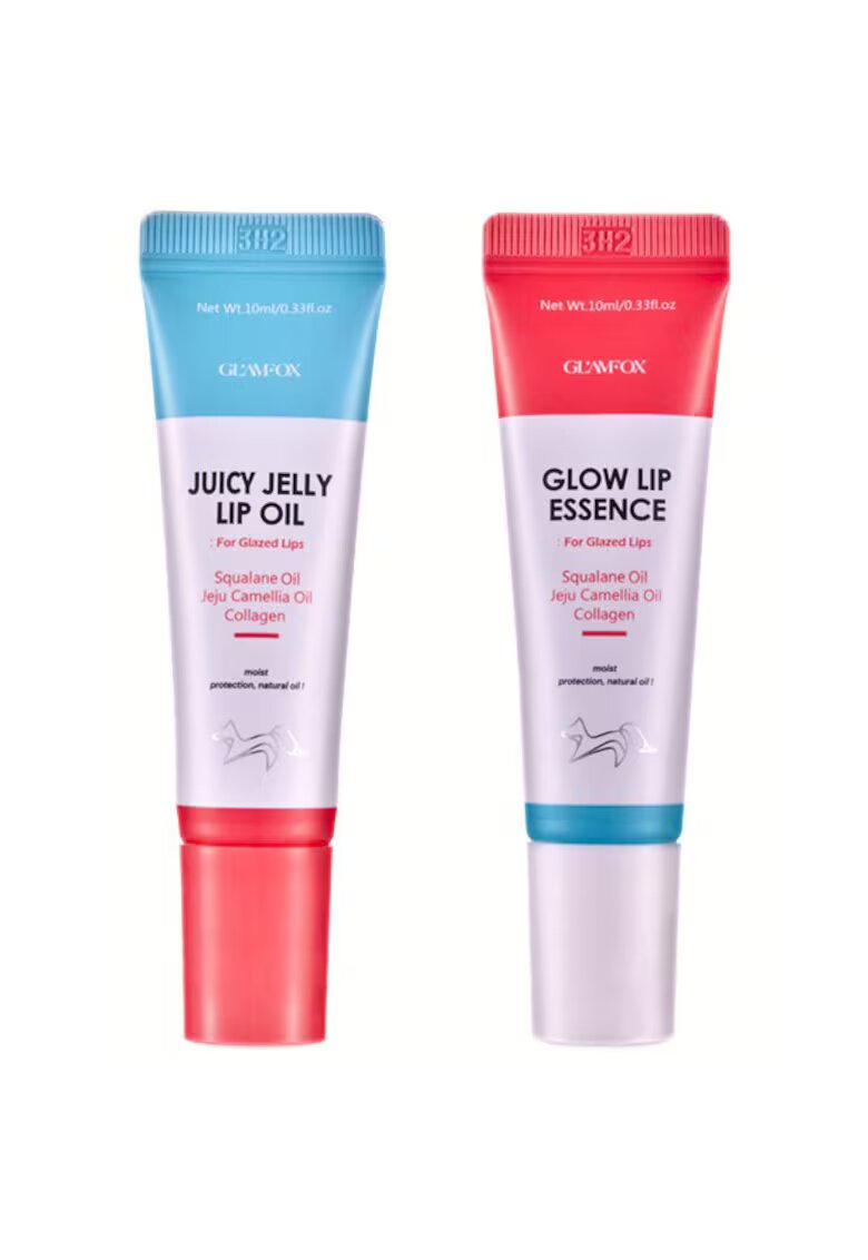 GLAMFOX Set duo pentru ingrijirea buzelor : ulei + esenta - 10 ml