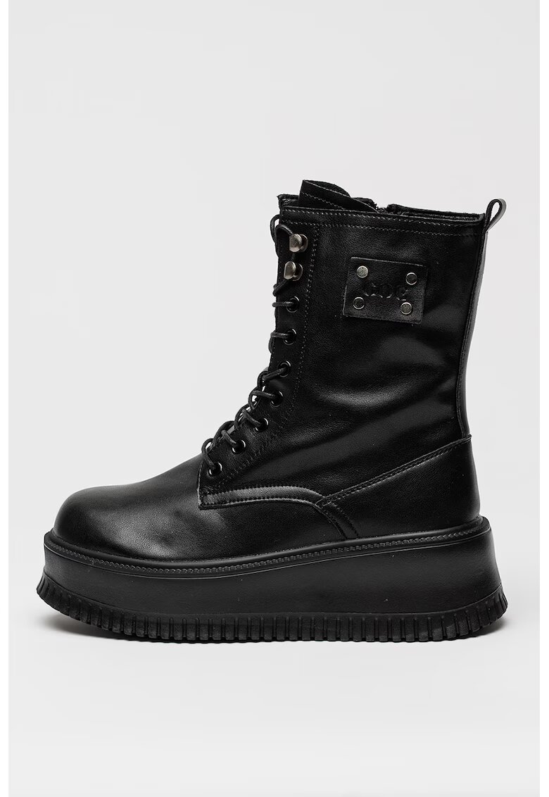 GOE Ghete wedge din piele - Negru
