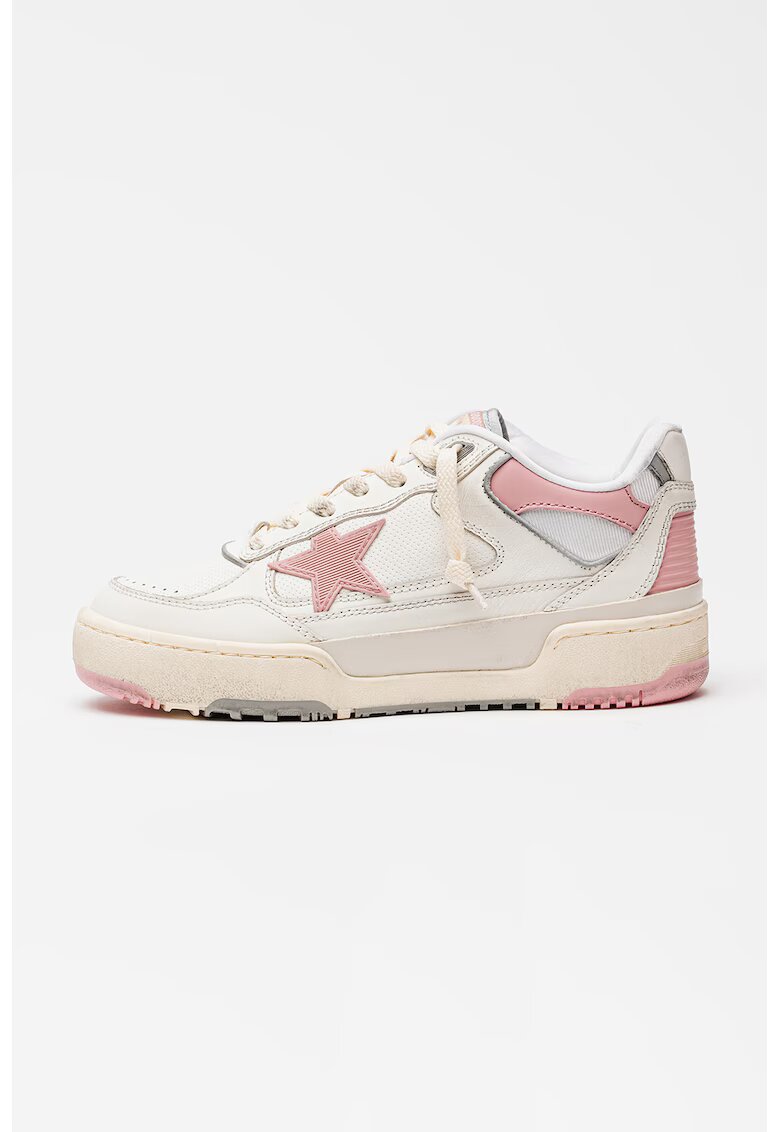GOLDEN GOOSE Pantofi sport din piele Forty2 - Alb/Roz