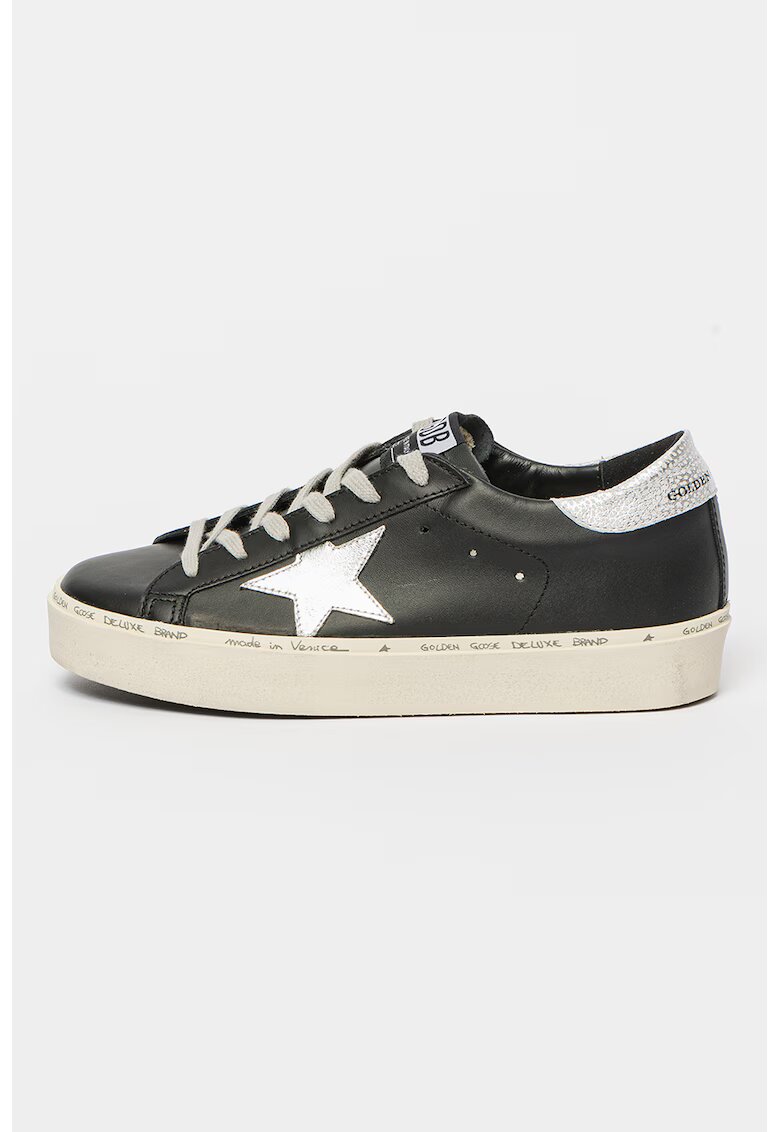 GOLDEN GOOSE Pantofi sport Hi Star GWF00118 din piele - Negru/Argintiu