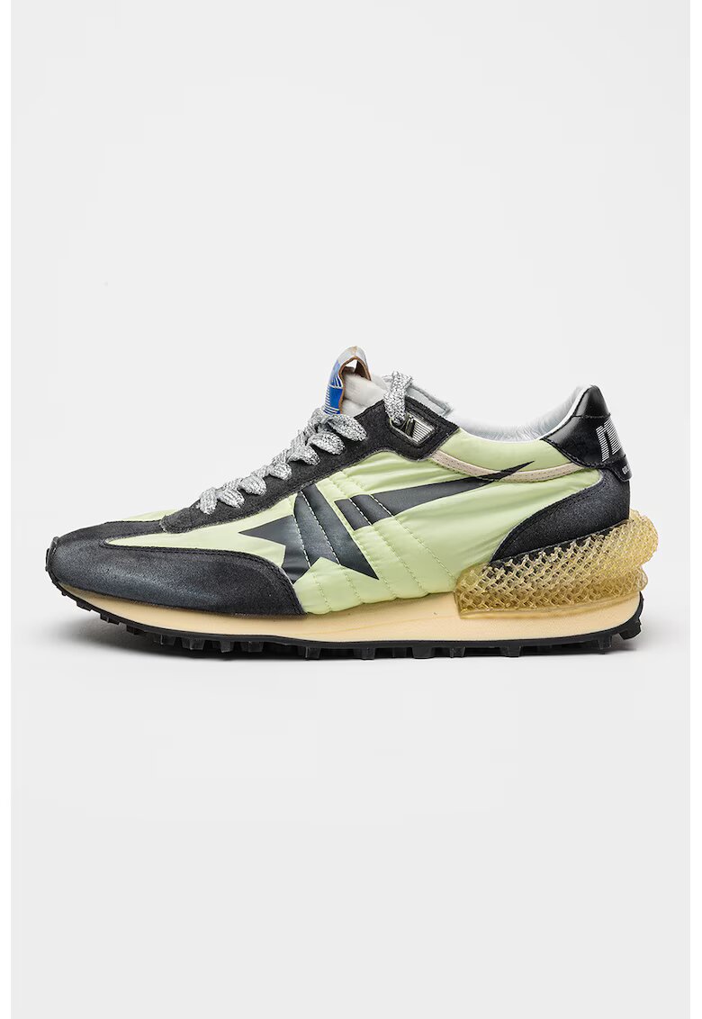 GOLDEN GOOSE Pantofi sport Running Marathon din material textil cu garnituri de piele intoarsa - Verde/Argintiu/Gri inchis