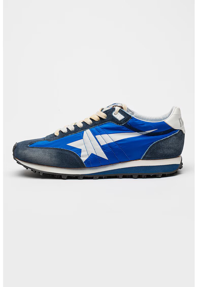 GOLDEN GOOSE Pantofi sport Running Marathon din piele cu sireturi - Albastru royal/Bleumarin