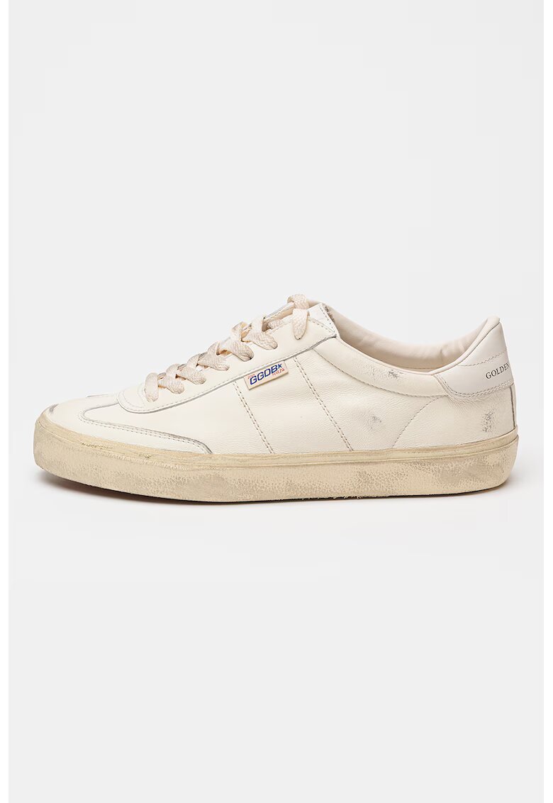 GOLDEN GOOSE Pantofi sport Soul Star de piele cu aspect uzat si talpa plata - Alb