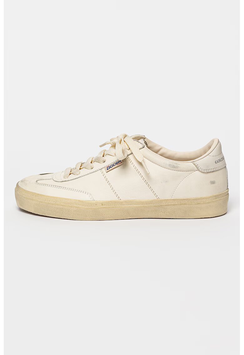 GOLDEN GOOSE Pantofi sport Soul Star din piele cu aspect uzat - Alb murdar