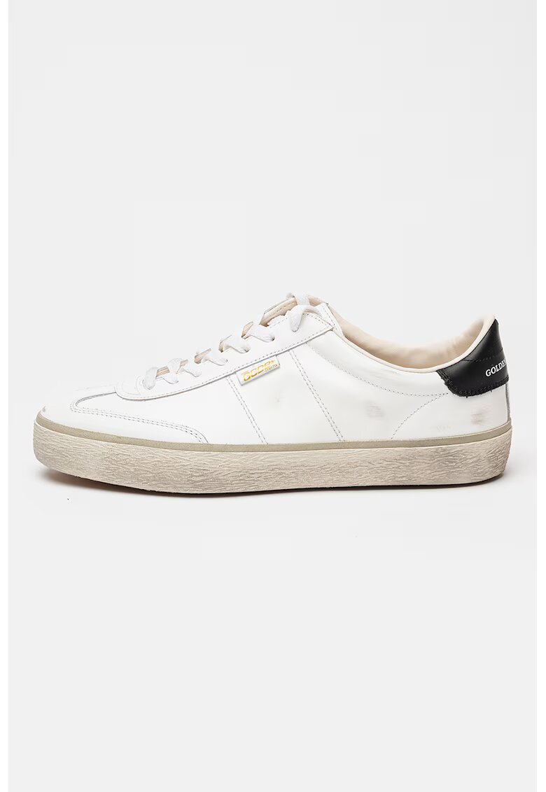 GOLDEN GOOSE Pantofi sport Soul-Star din piele cu aspect uzat - Alb/Negru/Galben