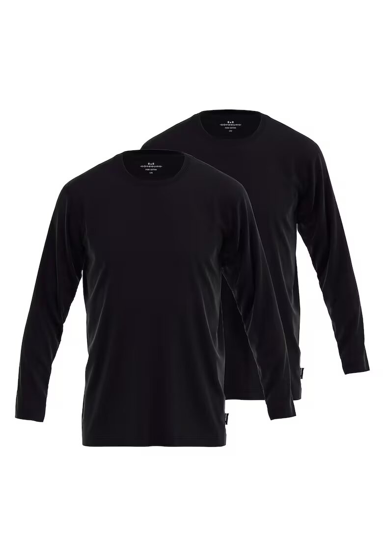 GOTZBURG Set de bluze din bumbac cu maneci lungi - 2 piese - Negru