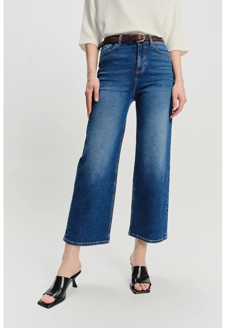 GreenPoint Blugi kick-flared din amestec de modal - Albastru melange